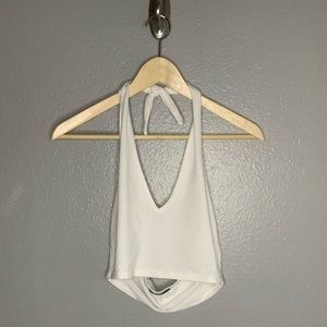 White Halter Crop Top